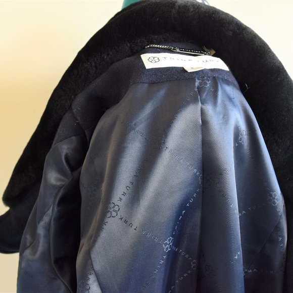 Navy Blue Aubree Lamb Shearling Jacket - Picture 12 of 15